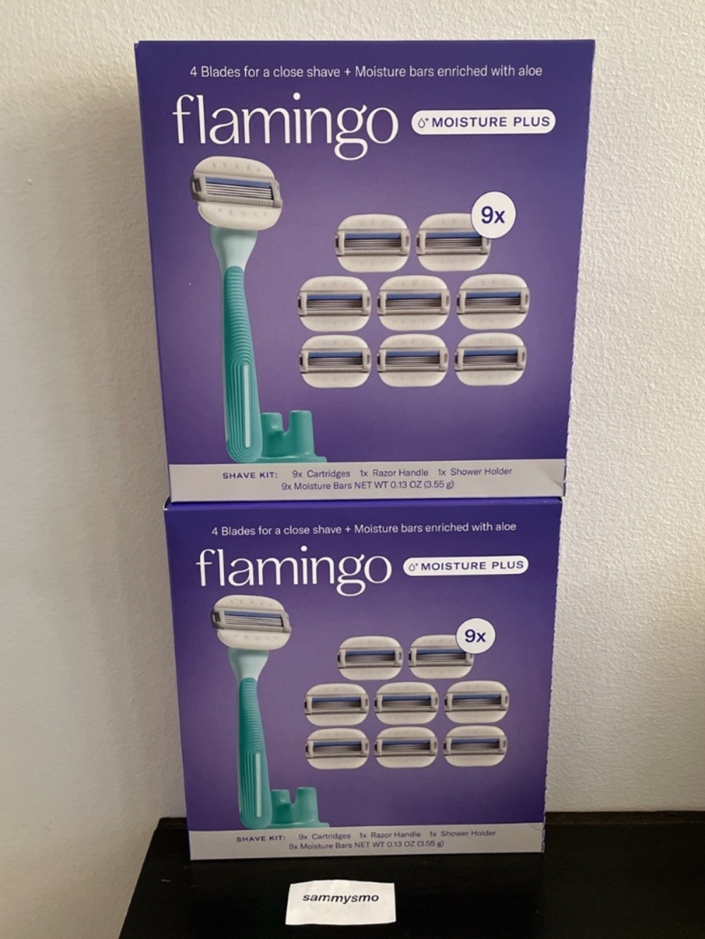 Flamingo Moisture + Shaving set, 9 Cartridges, 1 Handle, Moist bar, x2
